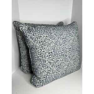 Pair of The Pillow Collection Cover + Down Insert Zeref Geometric Blue White 20"